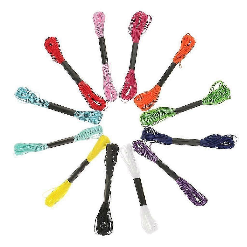 12x Mixed Color Cross Stitch Polyester Embroidery Thread Sewing Skeins Floss