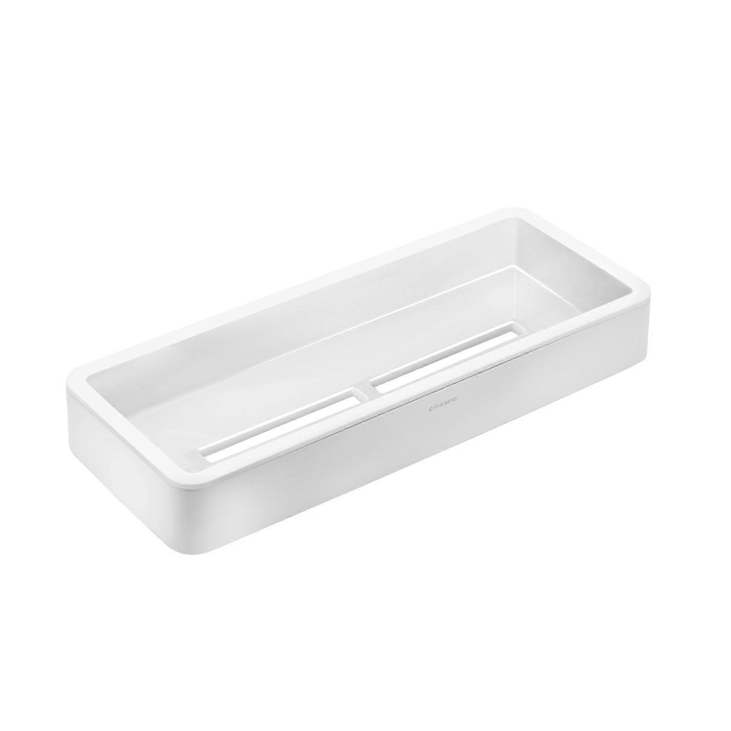 COSMIC Bathroom Shelf Rectangular, 30 cm White Matt Metal & plastic Wall-mounted