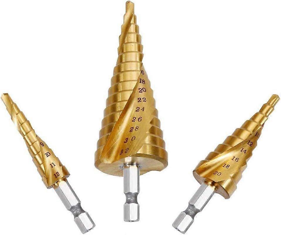 2025 Latest Model Step Drill Bit Set, 3Pcs High Speed Steel Step Drill Bit Cone Countersink Cone