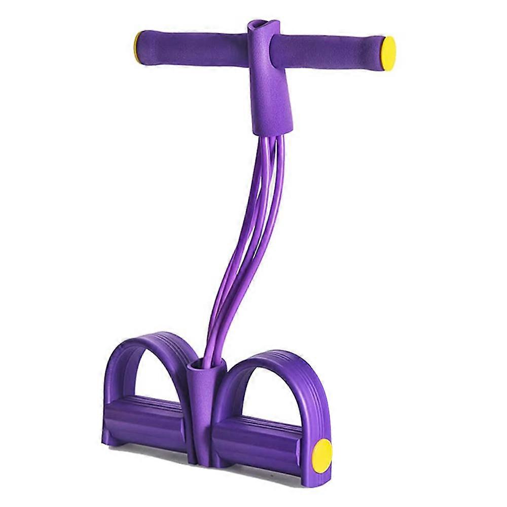 Multi-Function Tension Rope – 4 Tube Resistance Bands With Handles – Sit Up Exercise Equipment Home Gym Tummy Trainer(Purple)