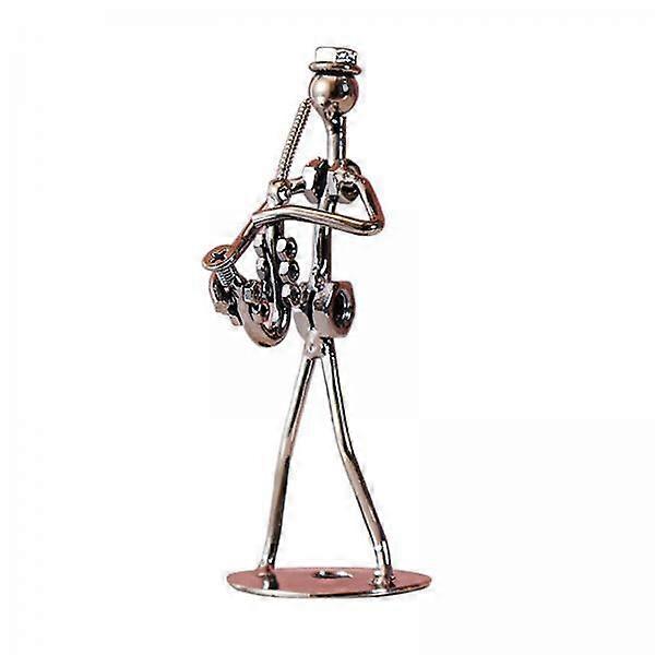2x Musical Man Statue Art Figurine Desk Decoration Iron Wires And Statue for