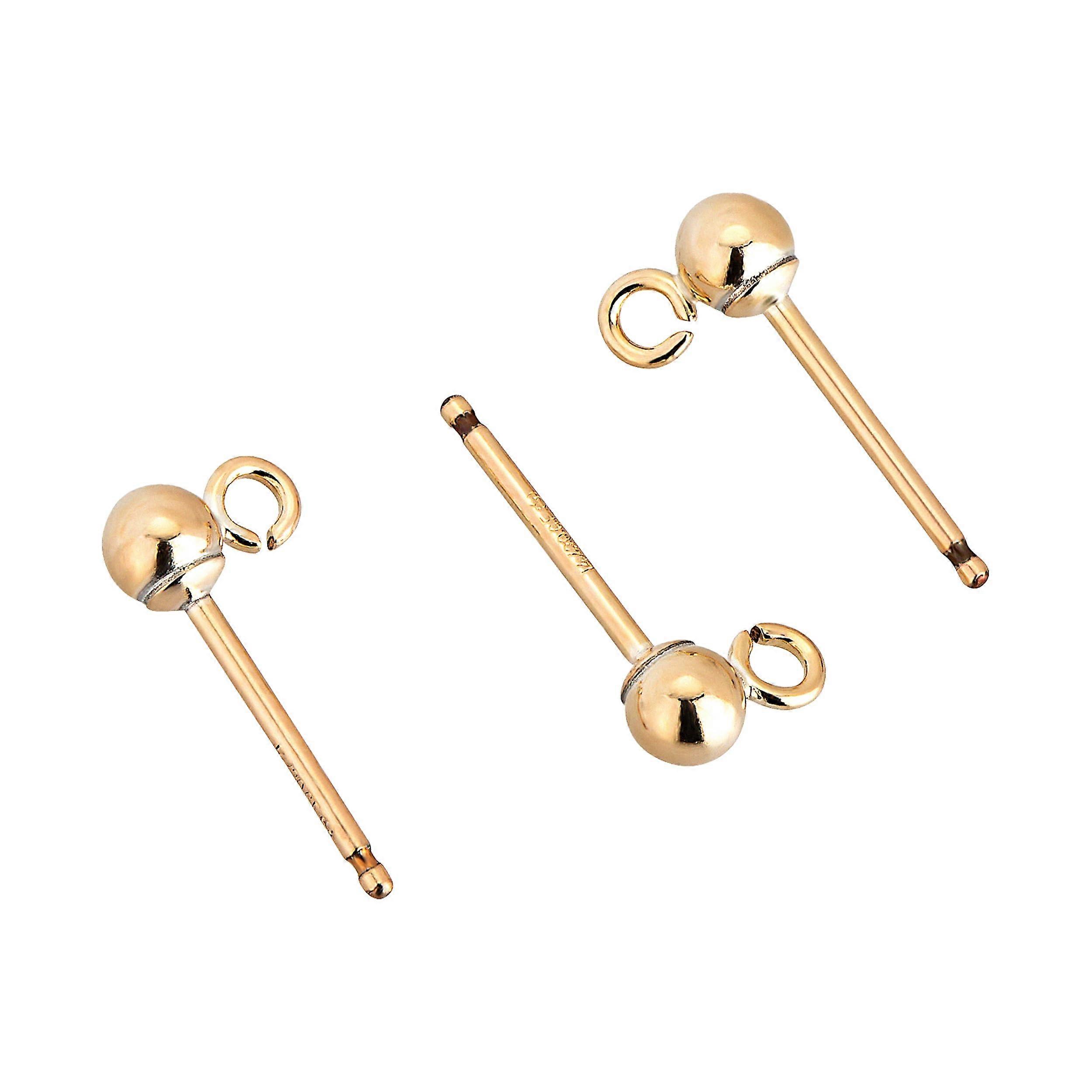 Yellow Gold Filled 3mm Ball Earring Stud Setting With Gold Filled Post - Earring Making Component, Pack Of 6