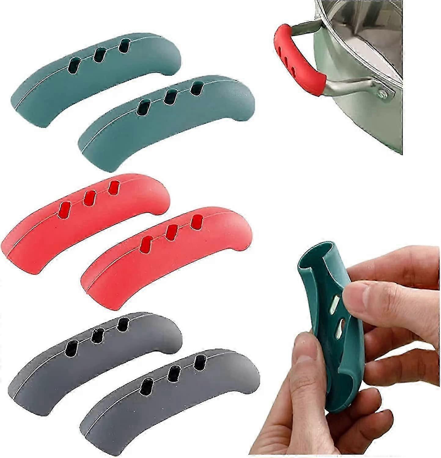 6 قطع مقابض سيليكون للأواني والمقالي ، أغطية مقبض وعاء مقاومة للحرارة ، غطاء وعاء سيليكون ، أغطية مقبض وعاء للمطبخ