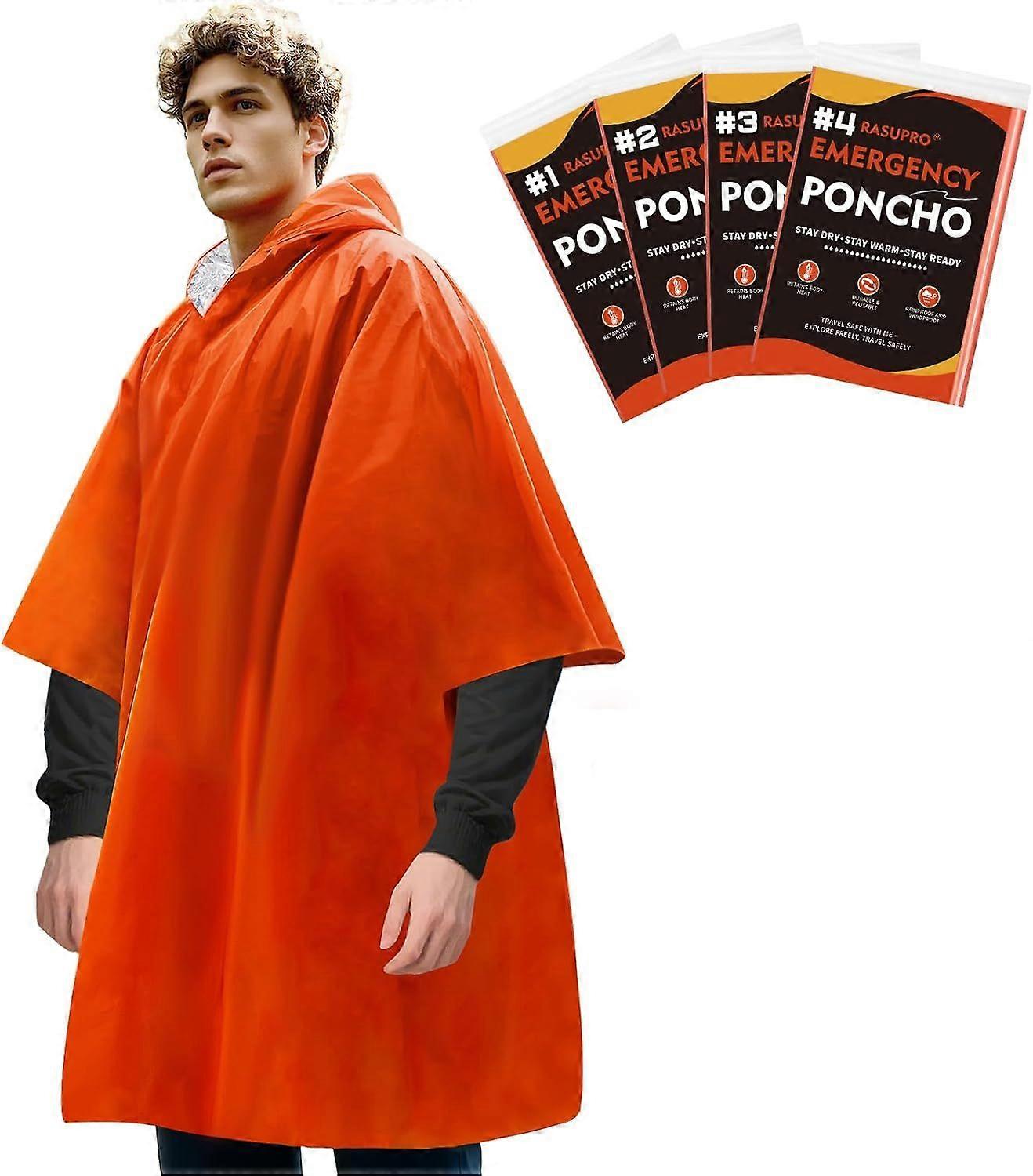 2025 Latest Model  4 Pack Emergency Ponchos with Thickened Mylar Blanket Lining