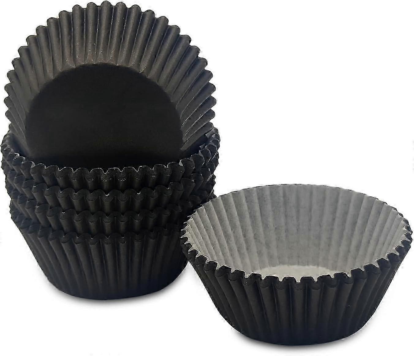 Walkbee 150er, schwarze, fettdichte Cupcake-Förmchen, Standard-Backförmchen