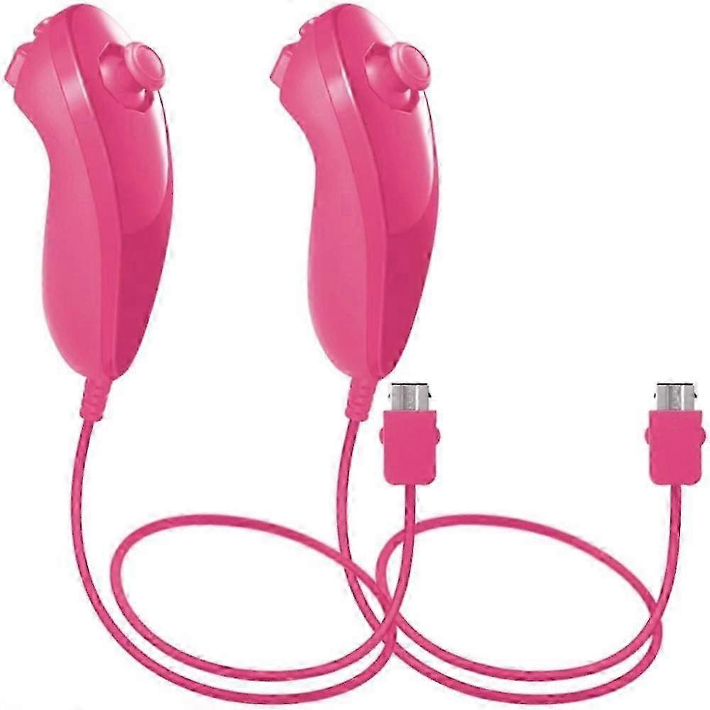 2025 Nunchuck Controllers , 2 Packs Replacement for Video Game - Pink