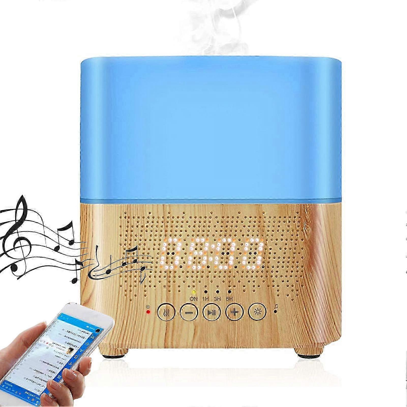 Diffuseur d’aromathérapie avec haut-parleur Bluetooth, humidificateur 300ML, lumière LED et réveil