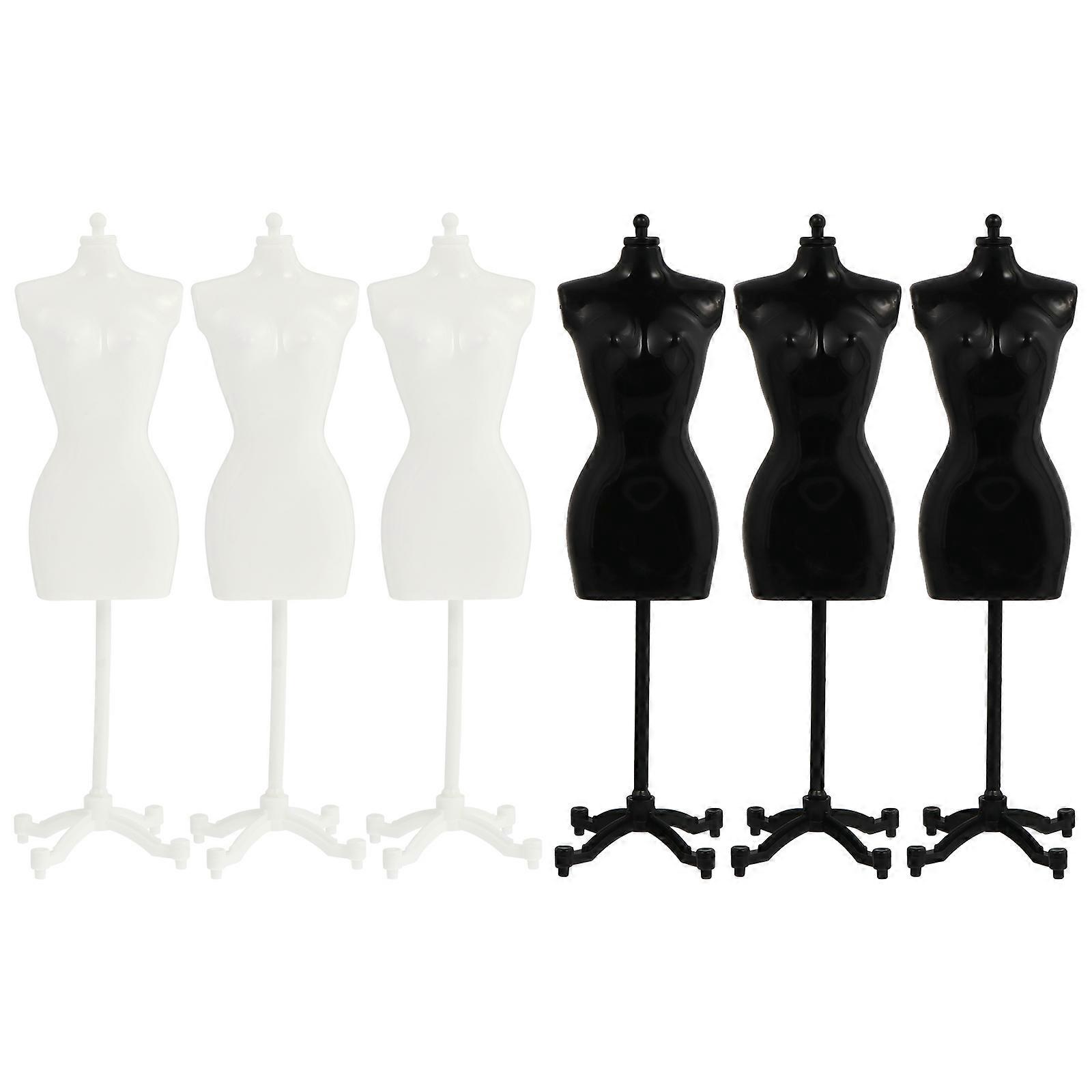 6pcs Mini Doll Dress Stand Lightweight Mannequin Display Rack for Doll Clothes Support with Wrinkle Design Durable Half Body Skirt Holders