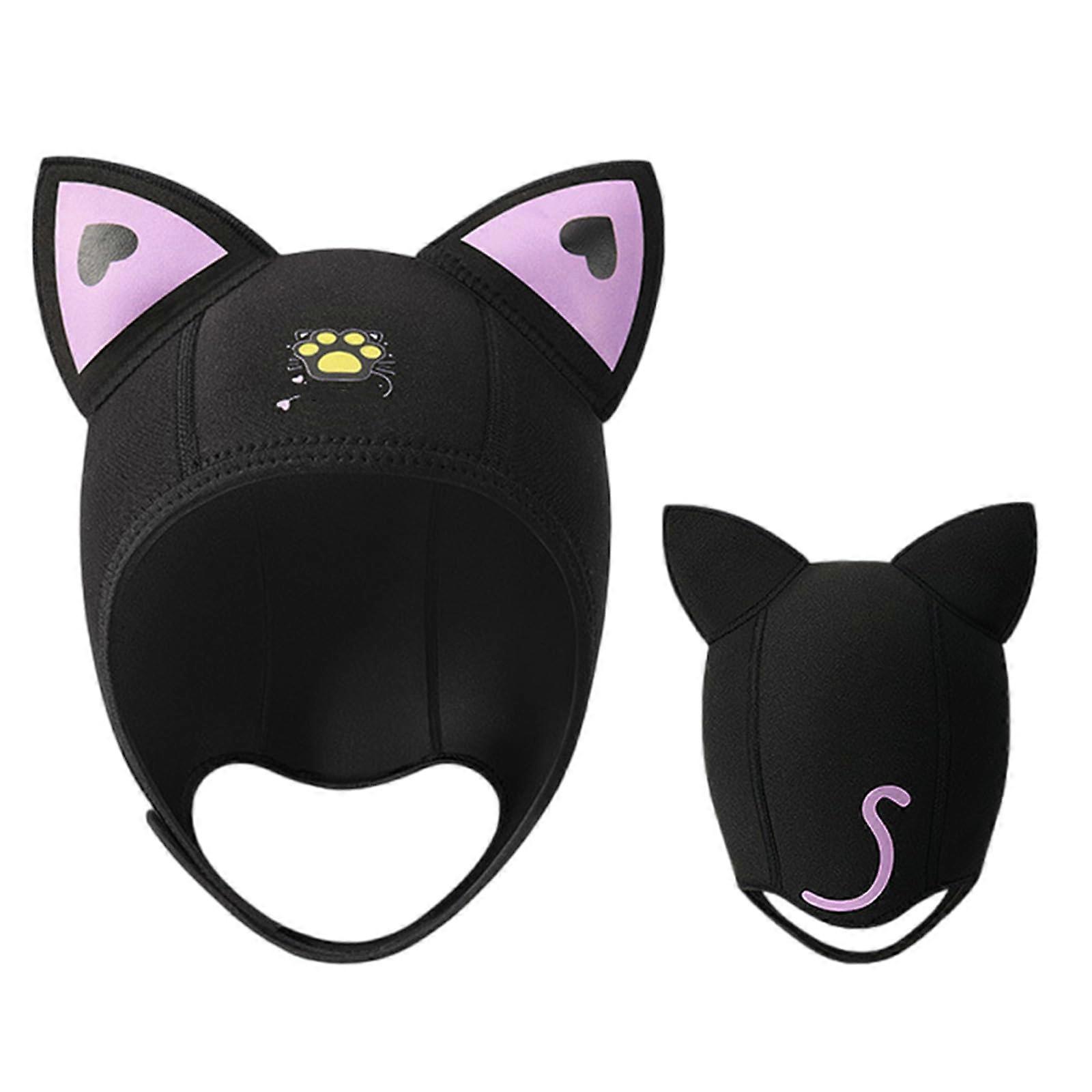 Cat Ears Neoprene Diving Caps for Adults - Adjustable 3 mm Wetsuit Hoods for Snorkeling and Swimming