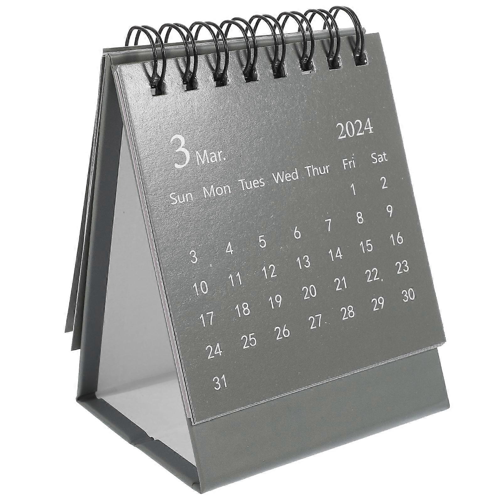 Cute Calendar 2024 Tabletop Small English Calendar Ornament Decorative Desk Calendar Green 10.5X7.5X6CM Record Important Dates 1Set