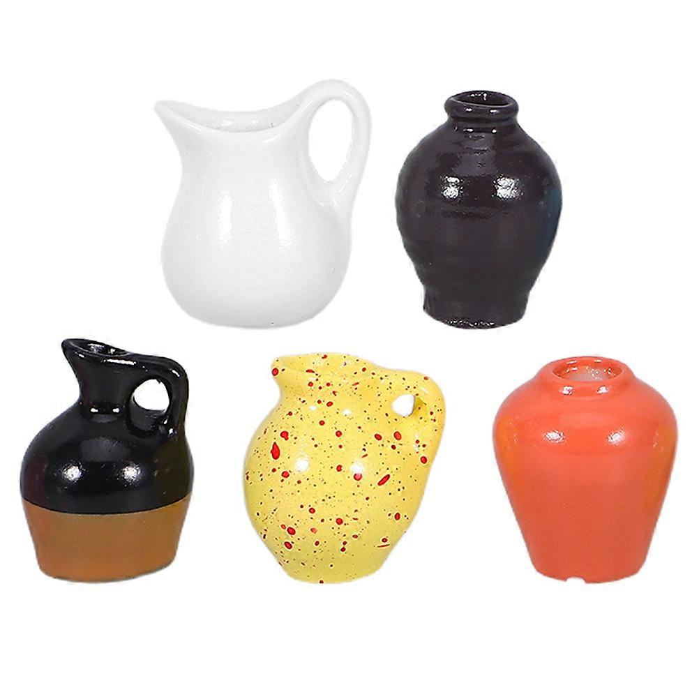 Mini Resin Vase 5Pcs Assorted Color Artful Fridge Display for Home Use