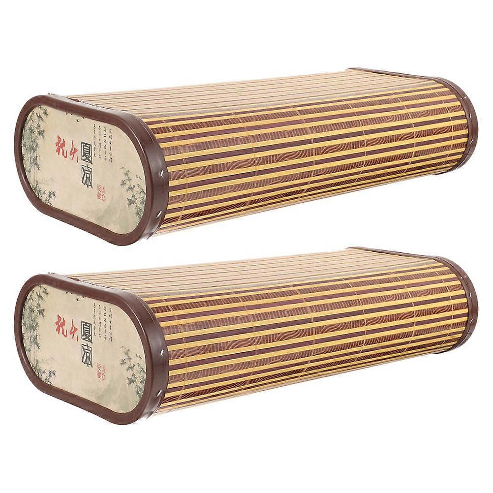 Hollow Bamboo Pillow Summer Use Neck Breathable Ergonomic Design Khaki 36.00X17.50X8.80CM 2Pcs