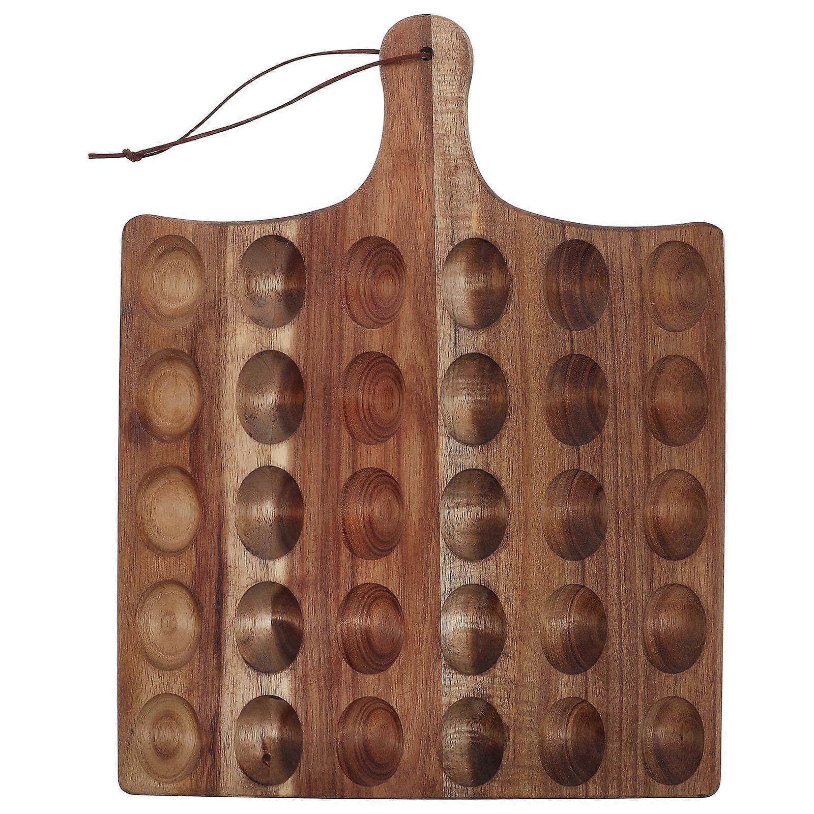 Deviled Egg Plate Wood Reversible Wooden Tray Dessert Serving Rustic Charm 43.00X33.00X1.60cm Versatile Use 1Pcs