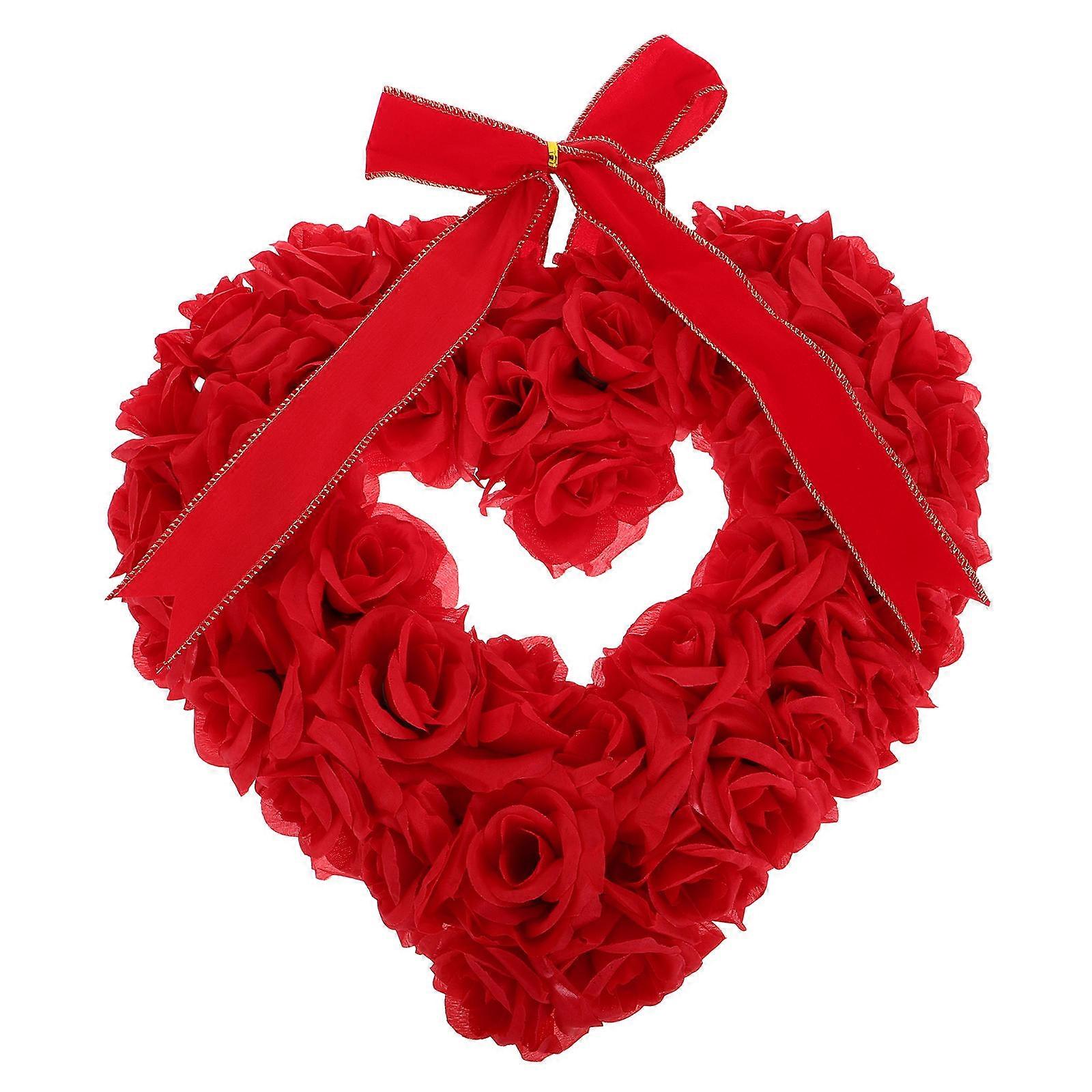 Outdoor Valentines Wreath Heart Shaped Romantic Party Decorations Red 36.00X34.00X8.00CM Hanging 1Set