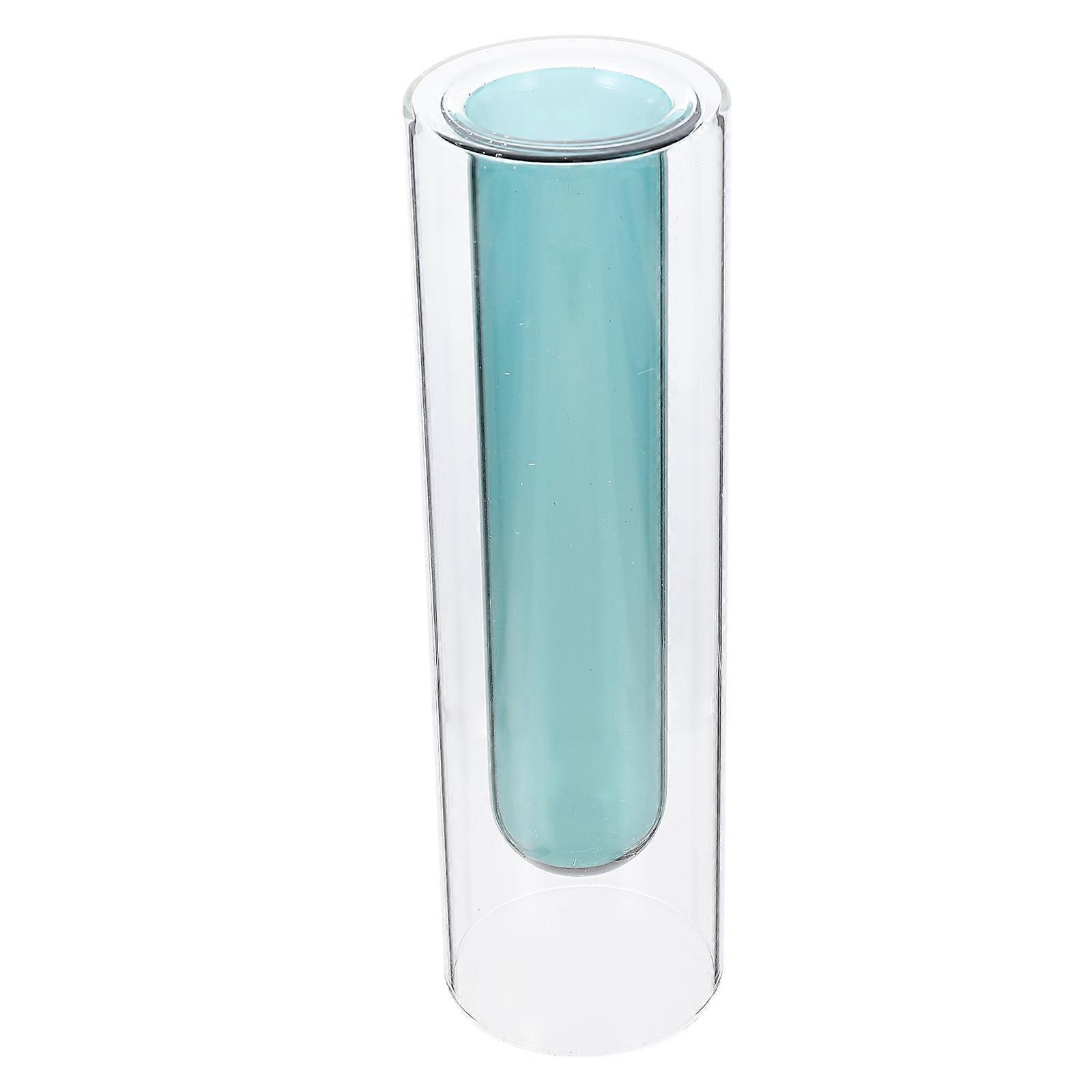 Hydroponic Test Tube Vase Double Layer Glass Shape Home Office Decoration 6x6x20cm 1Set