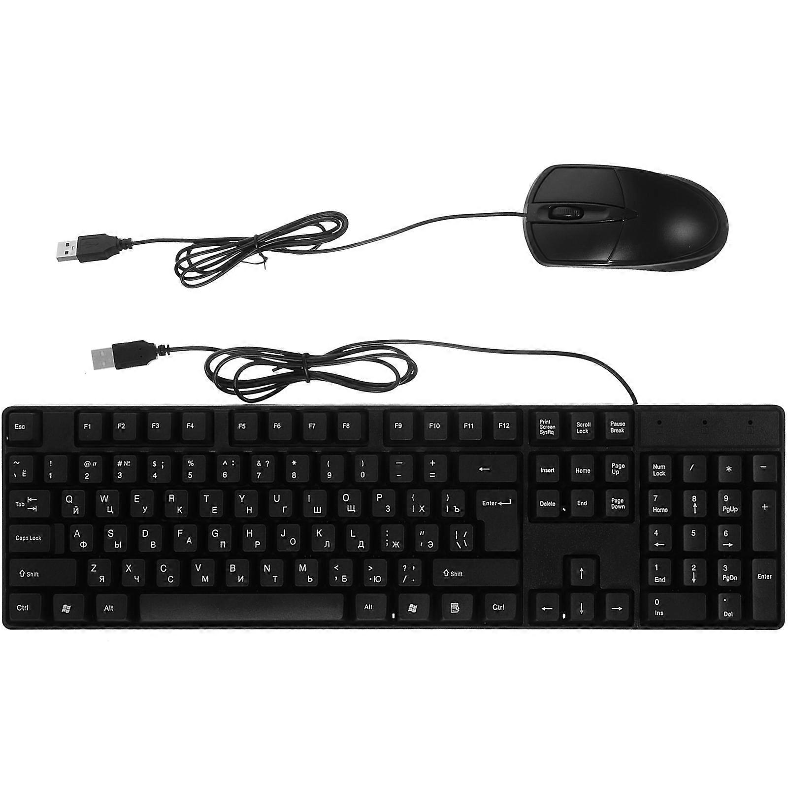 Wired Keyboard and Mouse Set Russian Character Elegant Full for Office Work 1Set