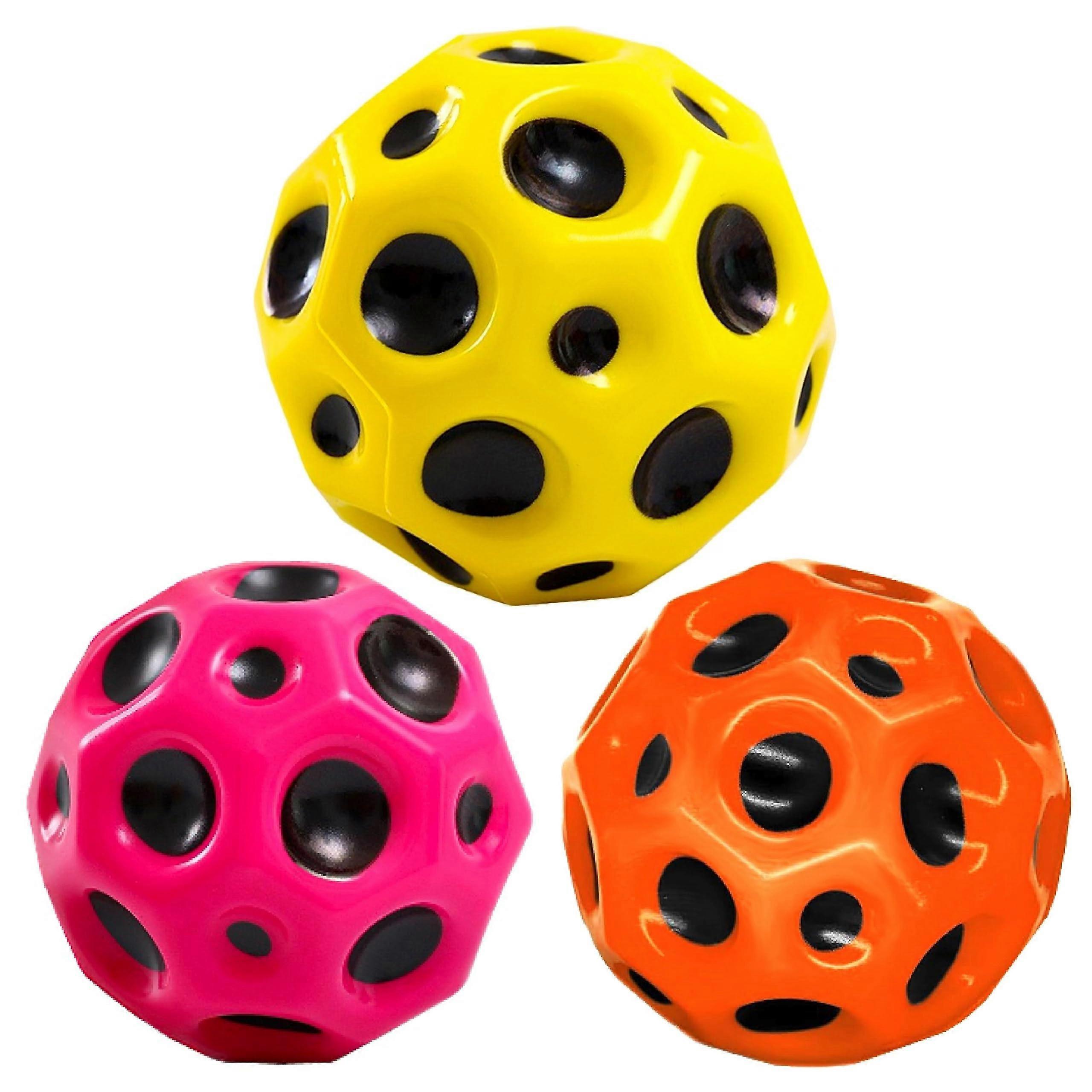 3 x Coloured Moon Ball, 7 cm Space, Mini Jump Ball, Super High Bouncing Jumping Ball, Bouncy Balls, Interactive Toy for Stress Relief