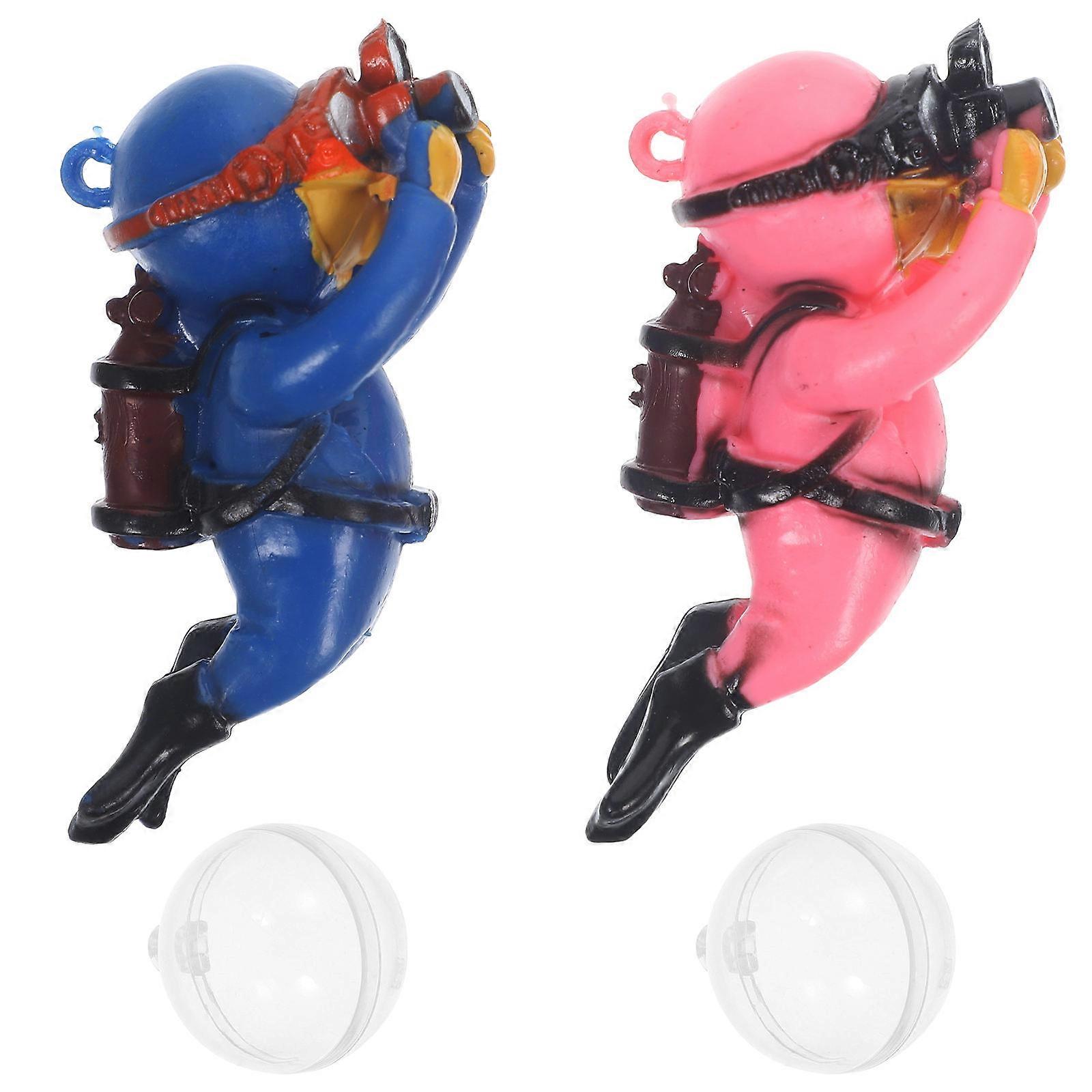 Scuba Diver Tank Toy Floating Divers Small Diver Shape Assorted Color PVC Material Aquarium Decoration 2Pack