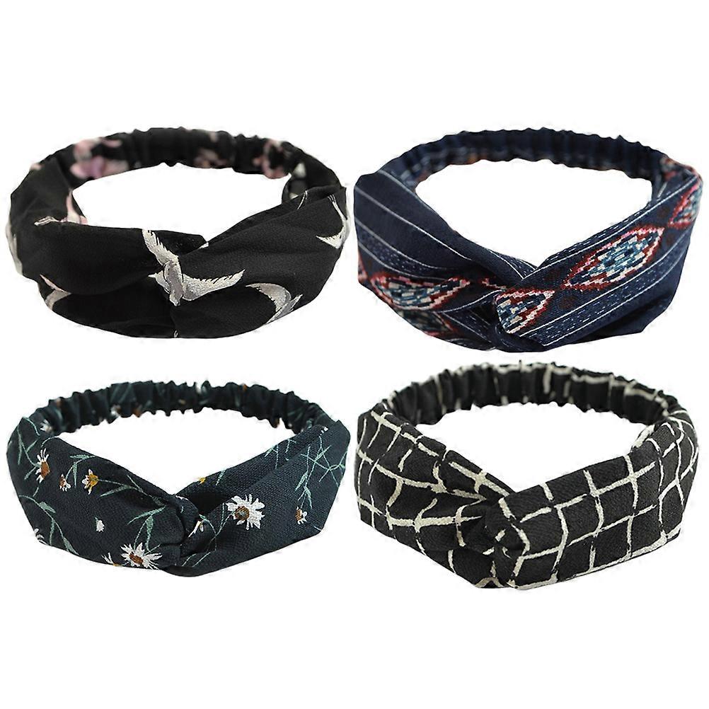 Wide Headbands for Women Elastic Headbands for Daily Wearing 4Pcs