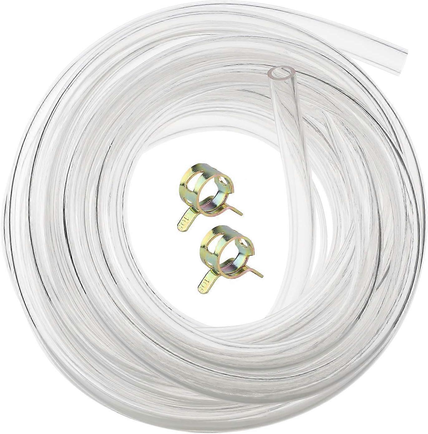 8mm X 12mm σαφής εύκαμπτη μάνικα αέρα σωλήνων νερού μανικών PVC βαθμού τροφίμων 5m με 2 σφιγκτήρες μανικών