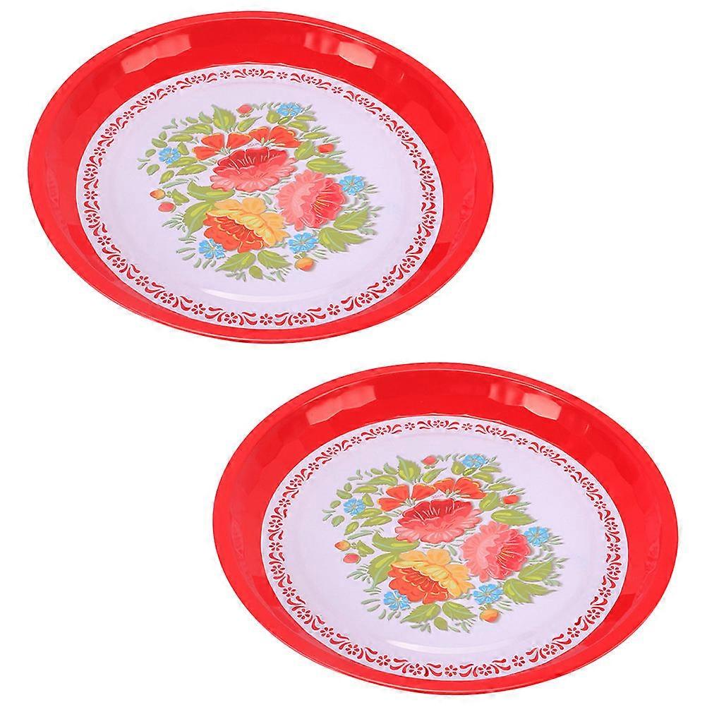 Small Serving Dishes Chinese Style Serving Plates Festival Food Tray Party Supplies Red 30X30X4CM Food Serving 2Set