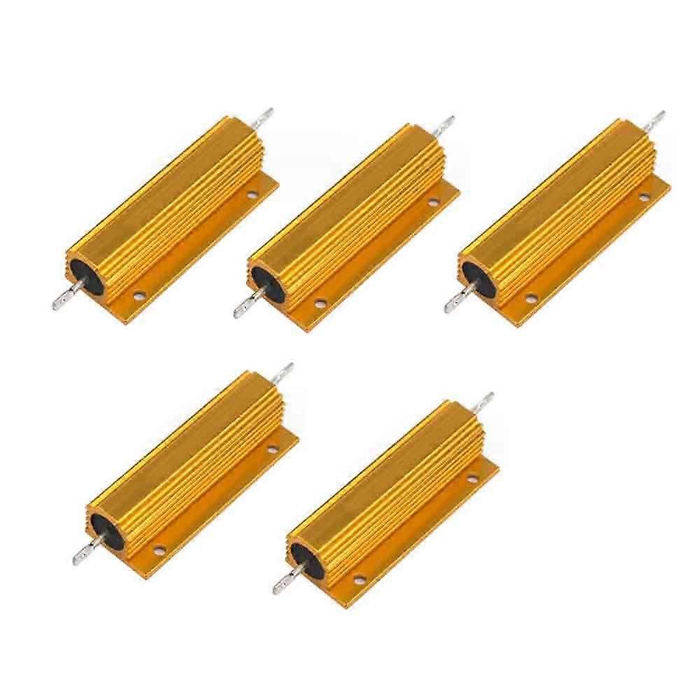 5ocs Gold Aluminium Shell Resistor RX2425W RX2450W RX24100W 1R 2R 4R 5K 6R 8R 10K 15K 20K (100W, 25K)