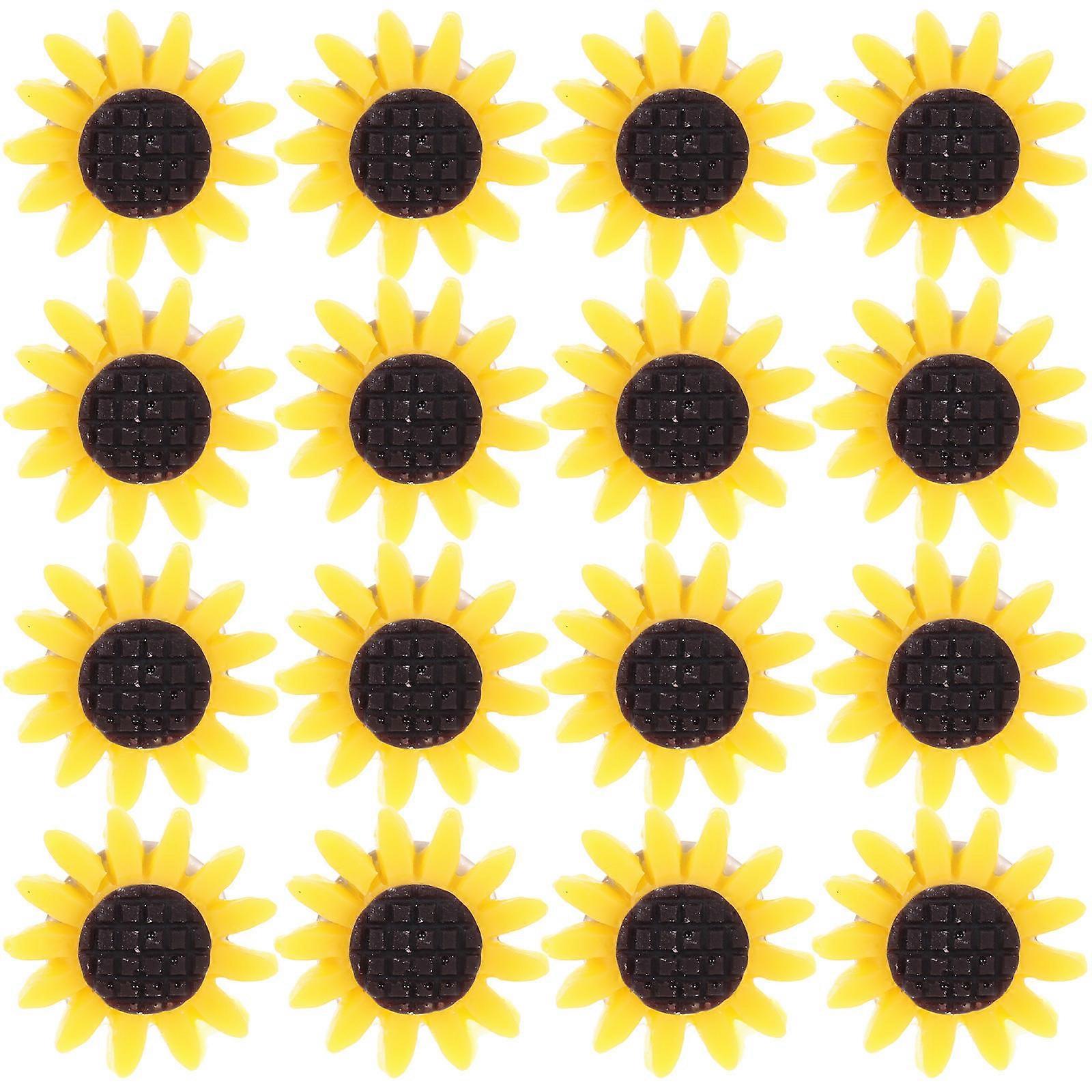 Floral Thumb Tacks Cork Pushpin Activities Educational Use Sunflower Shape Resin Metal 40Pcs