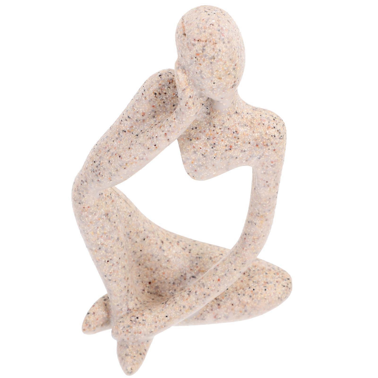 Abstract Thinker Statue Modern Style Bookshelf Decor Light Yellow 9x5.6x12.5cm 1Set