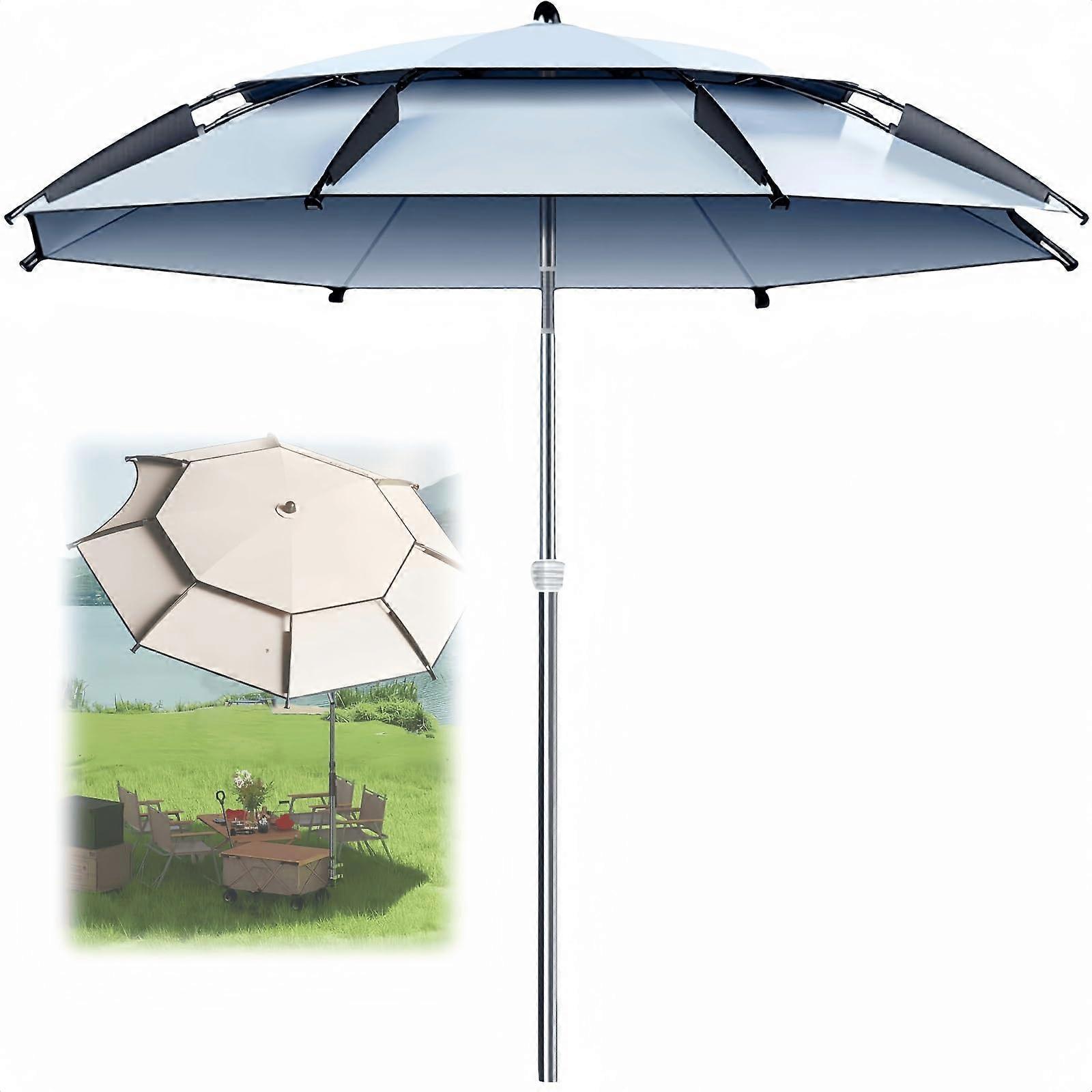 Large Rectangular Outdoor Umbrella with 360° Rotating Crank Mechanism, Waterproof UV Protection, Cover, Blue