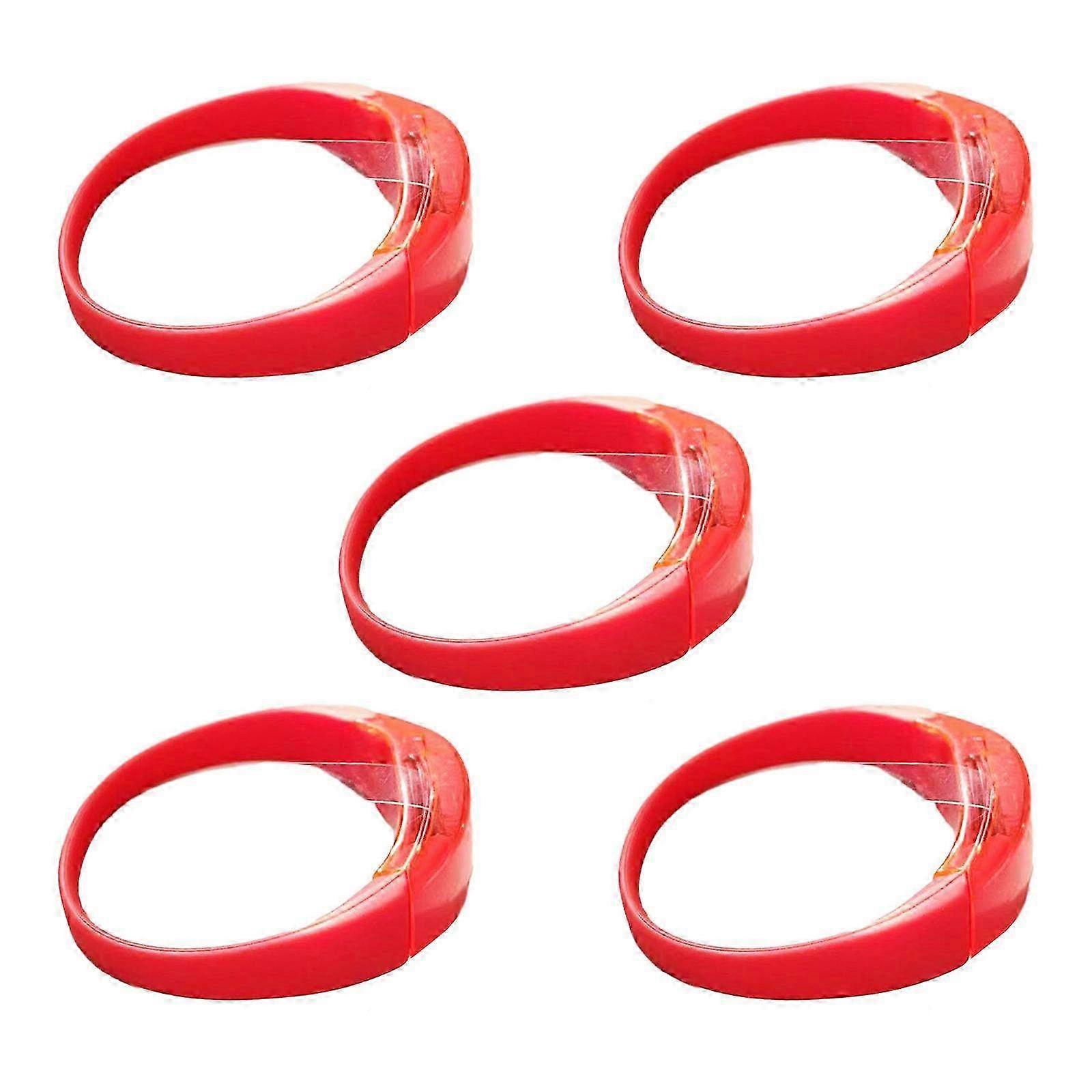 5pcs LED Light Bracelets with Sound & Voice Control, Glow Flashing Wristbands for Concerts, Festivals and Party Supplies in Red