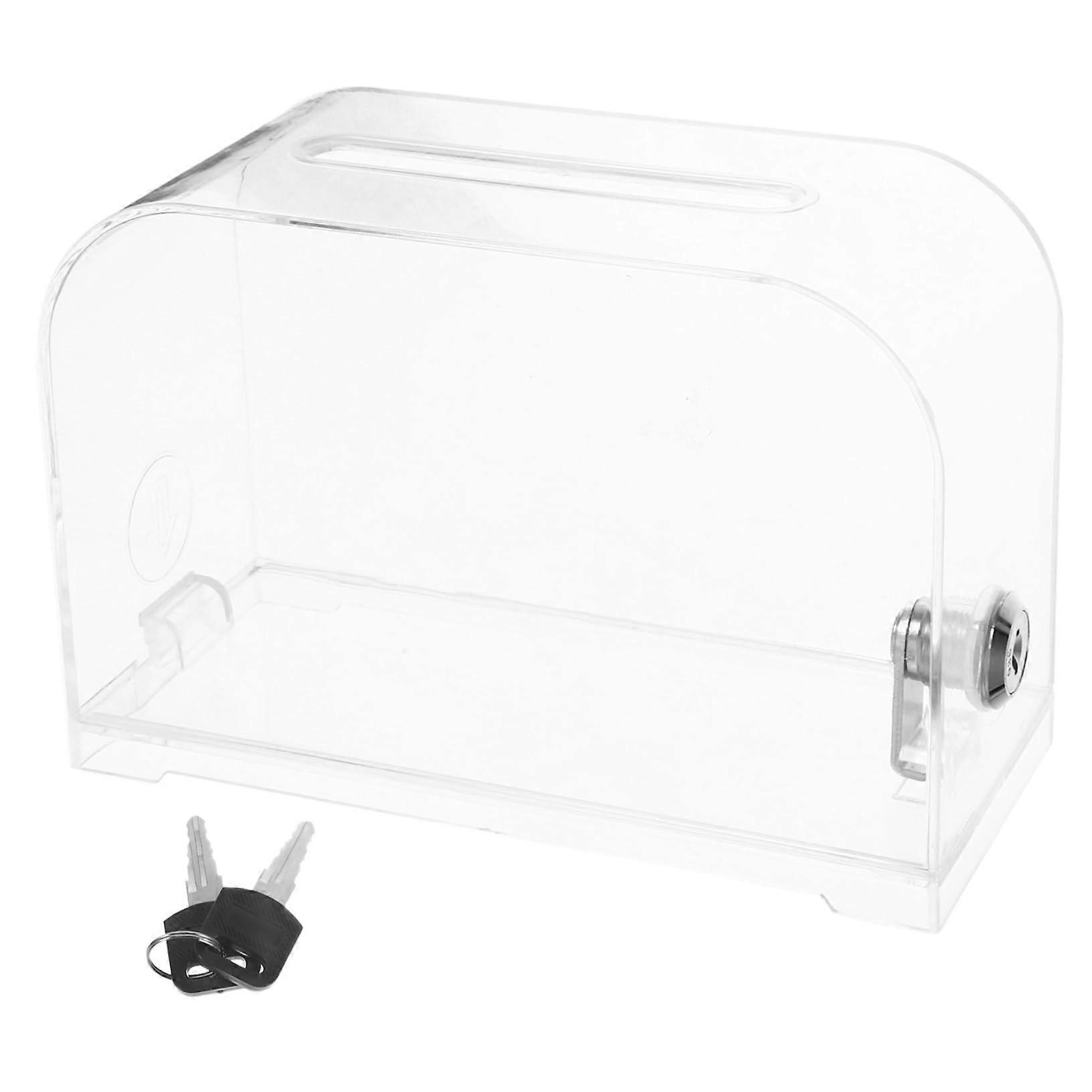 Acrylic Transparent Donation Boxes Pack of 2 with Letter Slot for Fundraising – Clear Post Container Jars