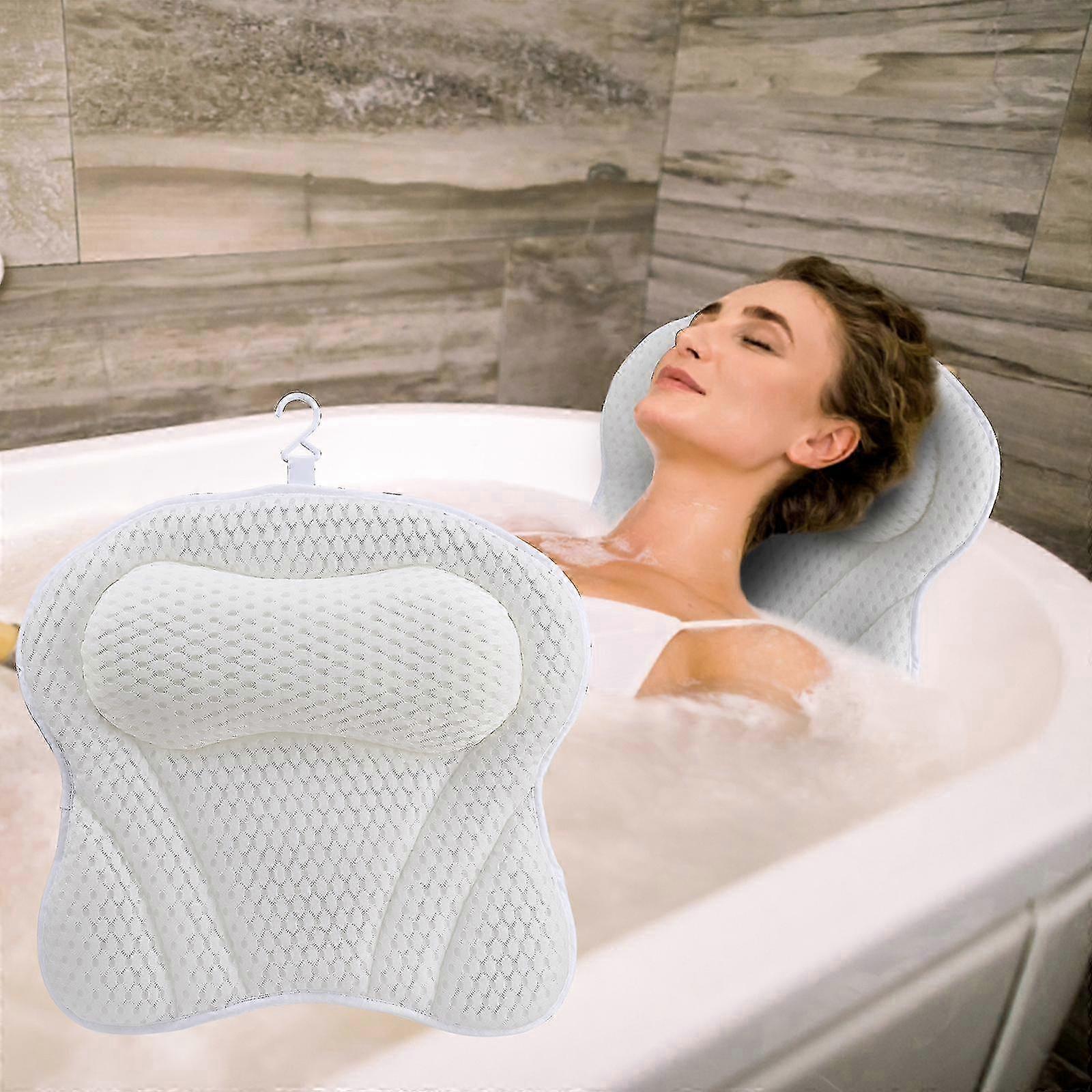Bathtub Neck Pillow - 4D Air Mesh Back Support w/ 6 Suction Cups