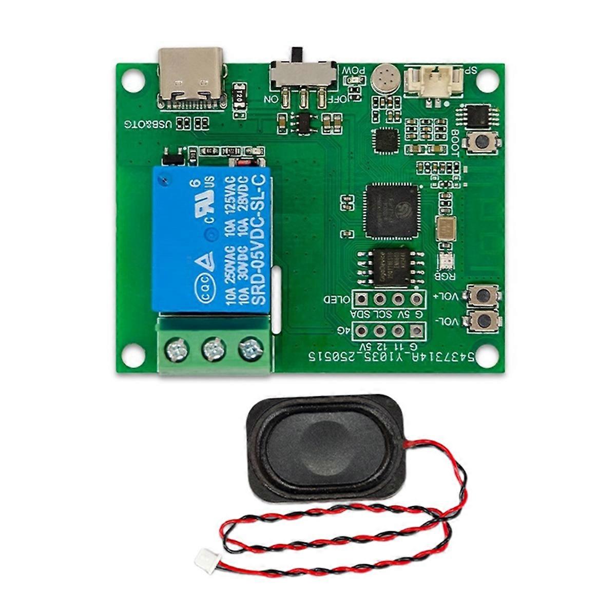 ESP32-AI 1 Way Voice Control Relay Module Voice Recognition Relay Onboard Microphone Amplifier Speak