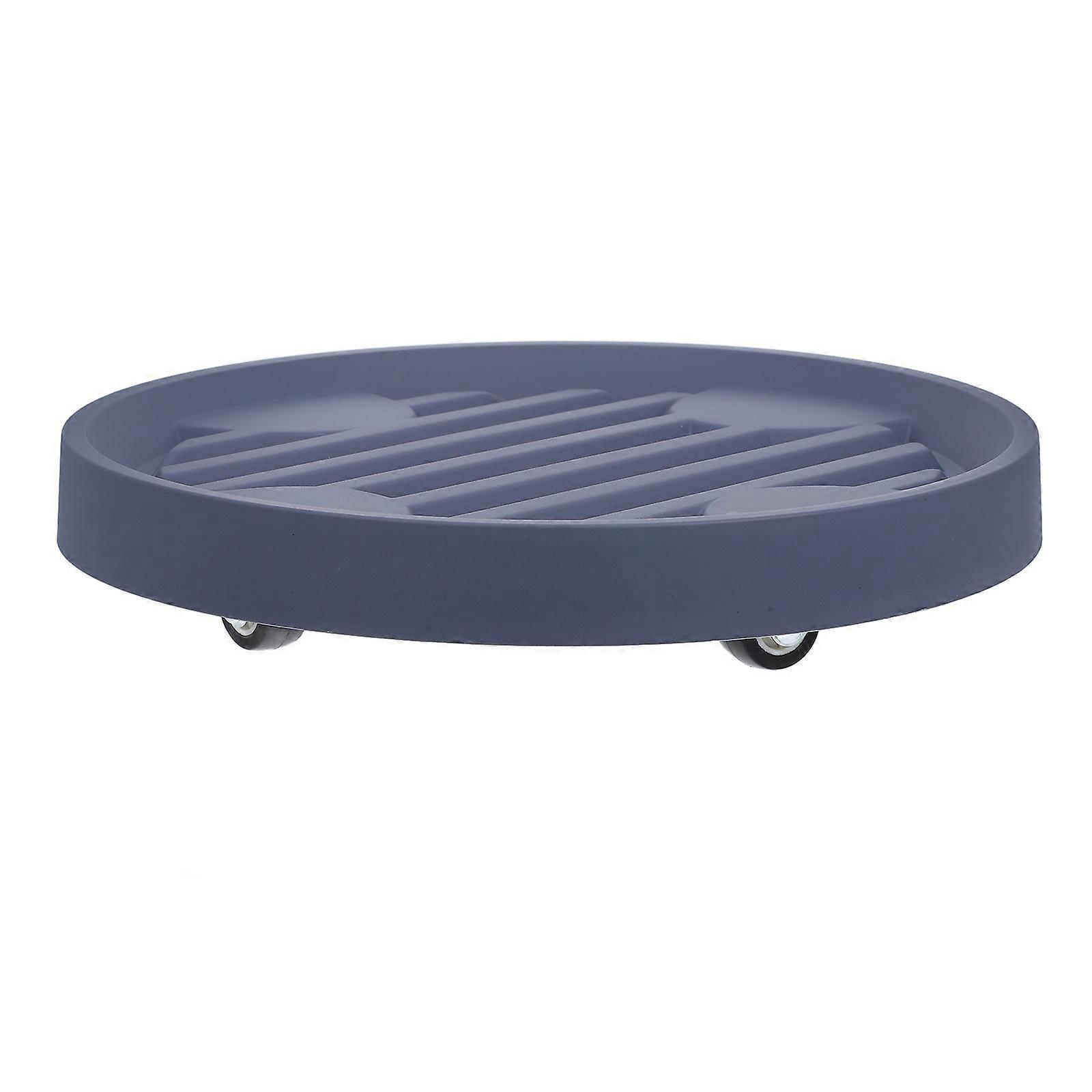 Round Plant Tray with Silent Wheels, Deep Water Catching Saucer for Indoor & Outdoor Pots, Plastic Floor Friendly Dolly Base in Grey