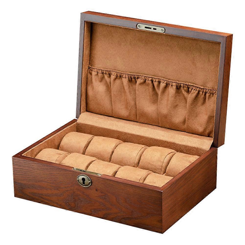 Wooden Watch Storage Box with Compartments Durable Jewelry Organizer Display Case for Wristwatch Collection Elegant Retro Design for Men's