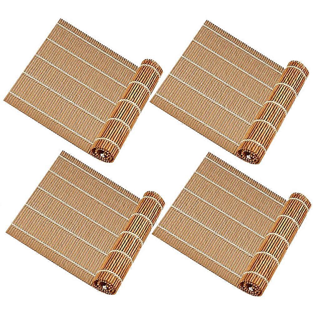 Sushi Making Kits Sushi Mat Beginners Home Cooks Square Shape Coffee Color Diy Sushi 9.4×9.4×0.1in 4Pcs