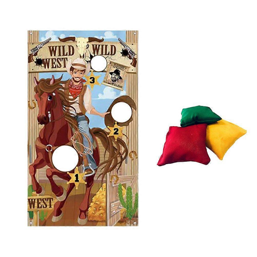 Western Party Throwing Sandbags Game Funny Sandbag Throwing Flag Sand Bag Toss Game for Playing (with 3pcs Random Color Sandbag)