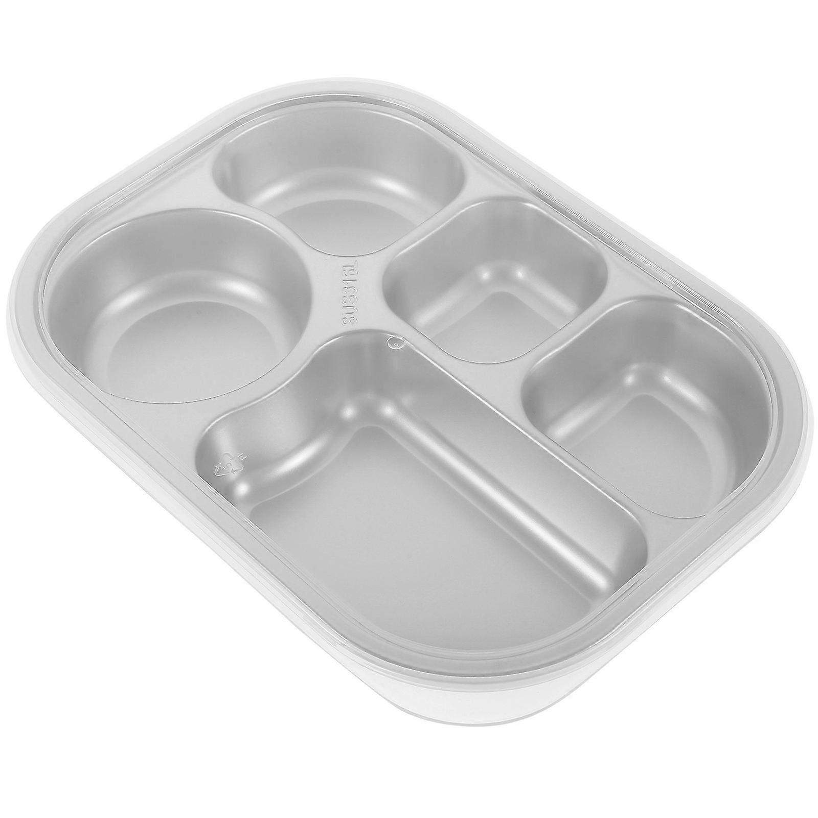 Stainless Steel Compartment Plates Deeper Food Serving Tray Picnic 1000ml Food Separation 1Set