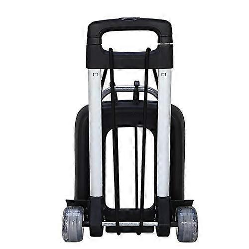 Folding Hand Cart Folding Aluminum Portable Folding Luggage Trolley Folding Hand Cart Ideal for Garage, Workshop and Home (Black)