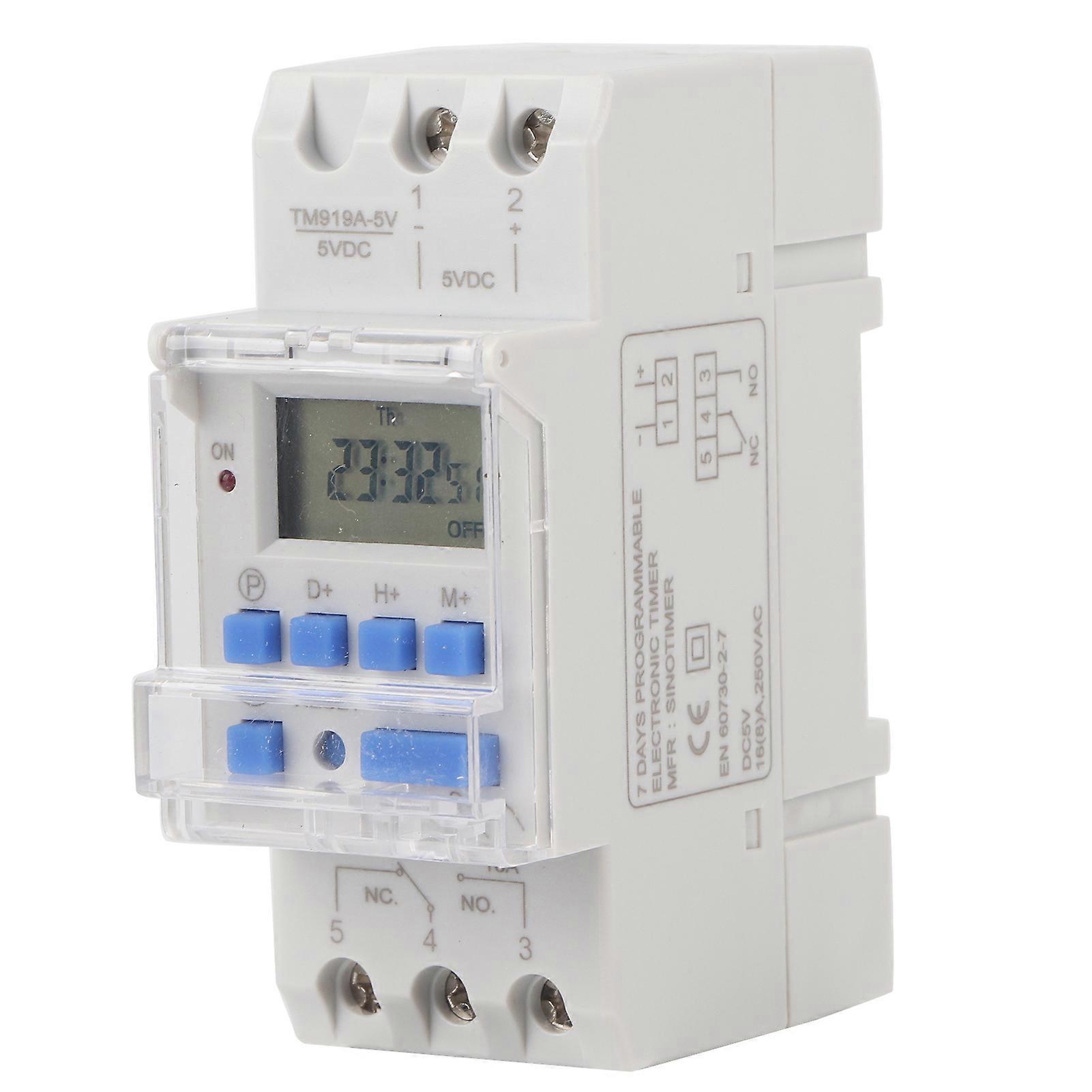 5V DC 16A Weekly Timer Switch LCD On Off Control with Countdown Function Removable Battery