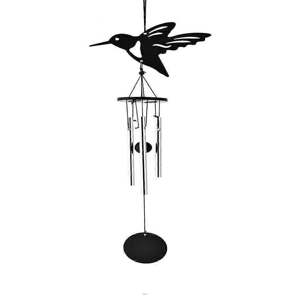 Black Metal Wind Chime with for Decor Use Produces Soothing Sounds and Includes Round Ring for Easy Hanging 8.5 Inches