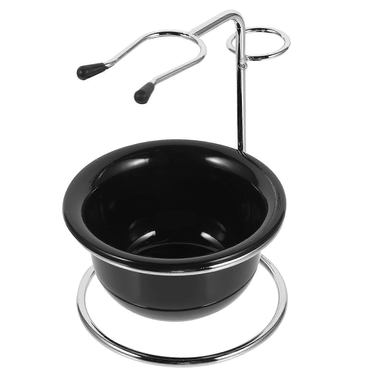 Suporte de Escova Preto e Conjunto de Tigela para Feito de Liga e Plástico 5.5 x 3.1 Polegadas