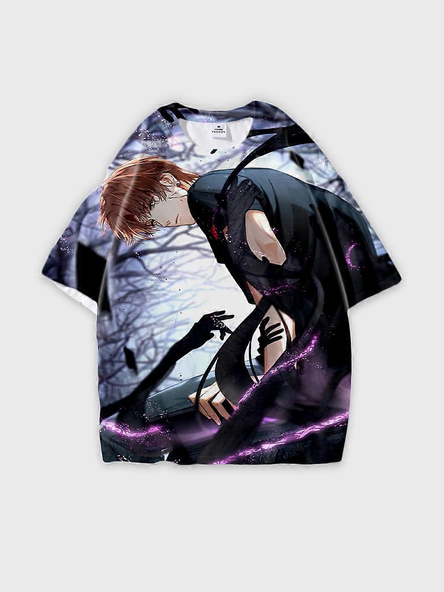 T-shirt round neck Role Pattern loose short sleeve E2804