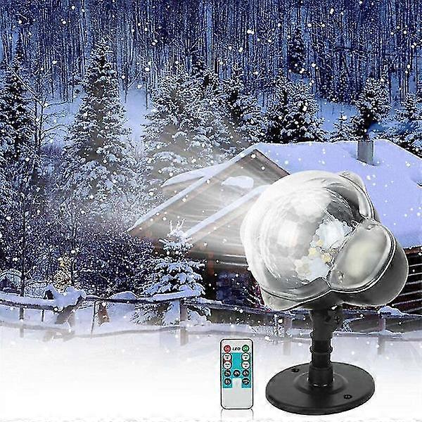 Snowfall LED projector light, rotating remote control waterproof snowflake decorative lighting