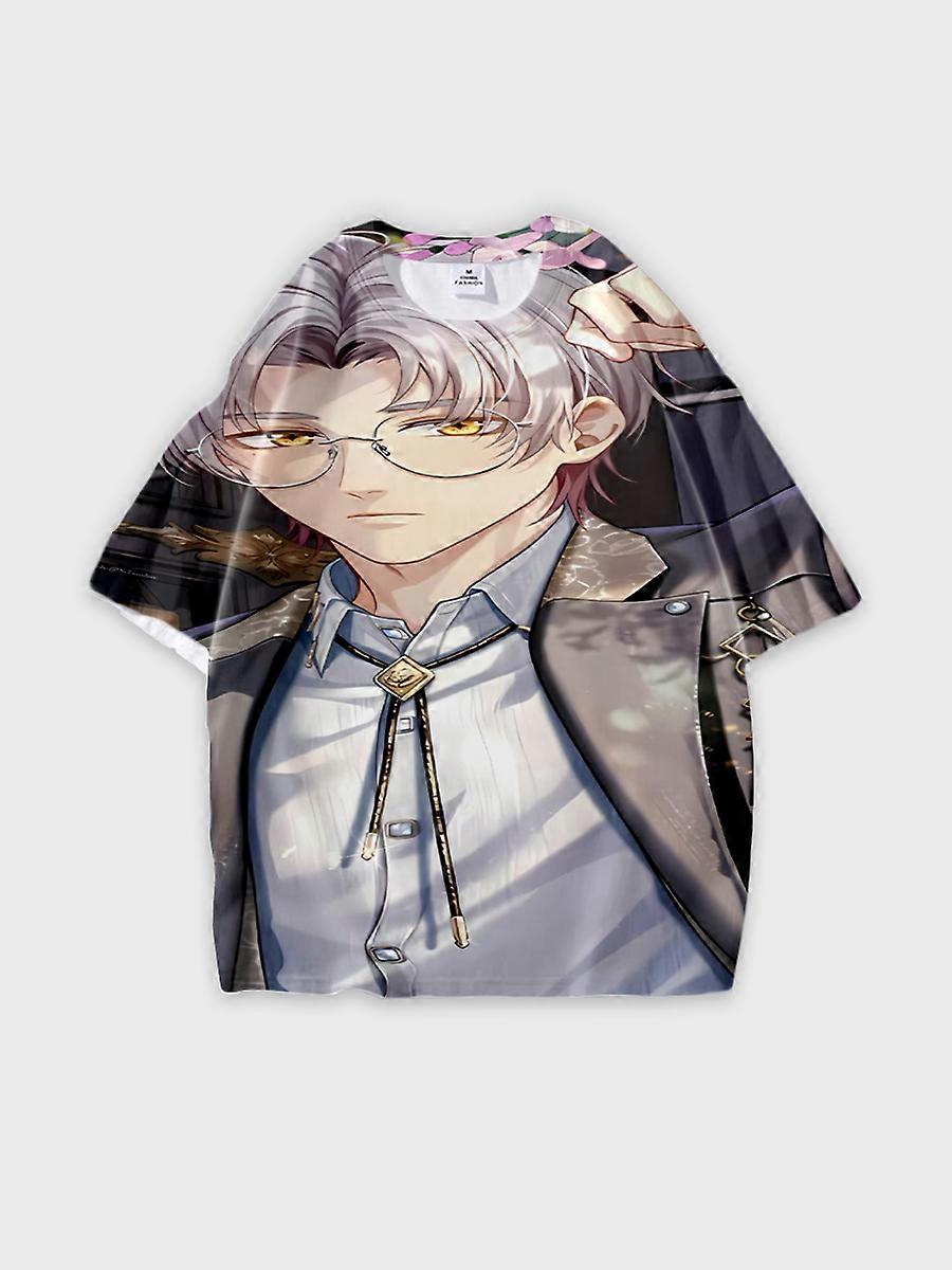 T-shirt round neck Role Pattern loose short sleeve E2422