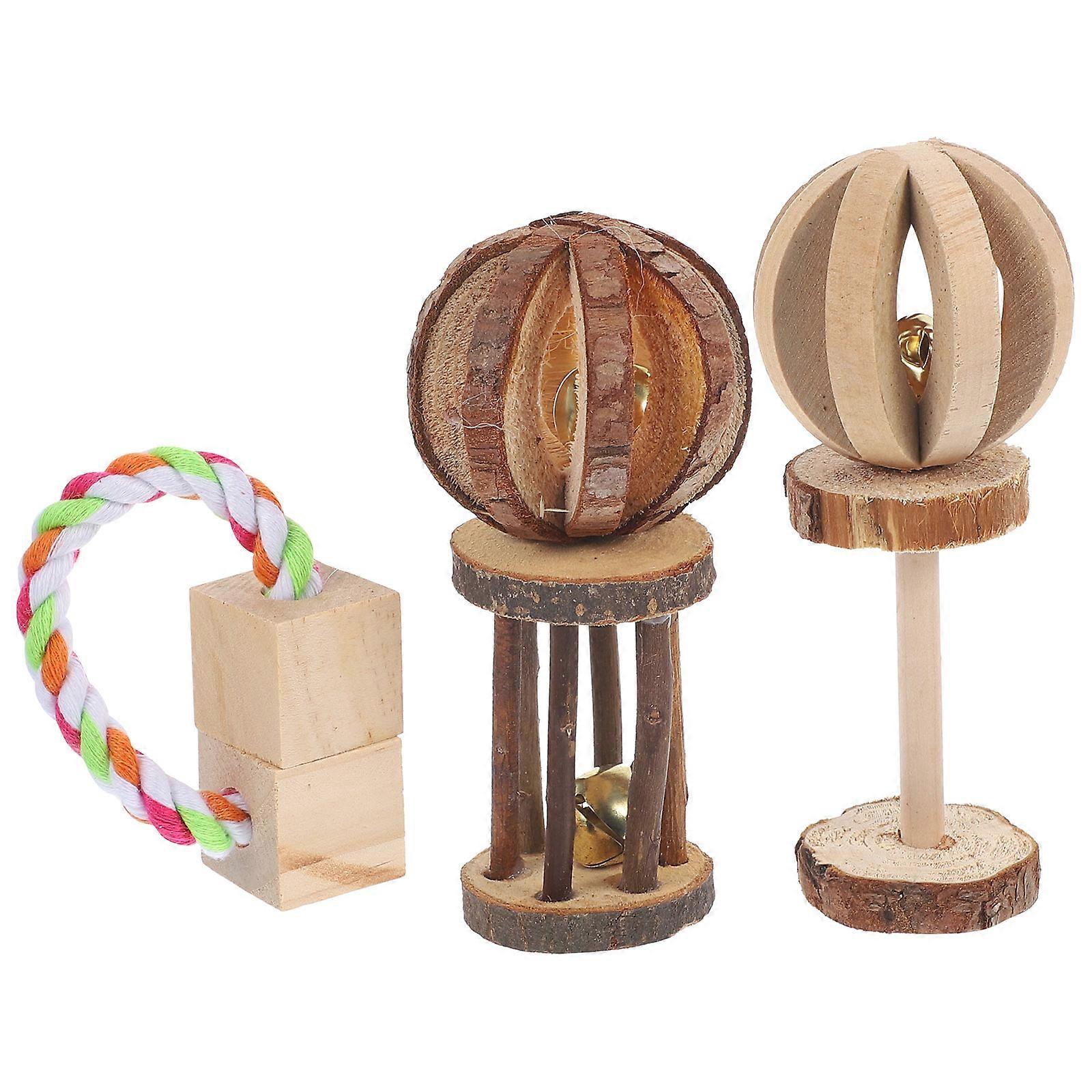 Durable Wooden Chewing Toy for Pet Use Assorted Color 5pcs Set Helps Clean Teeth and Promotes Digestion