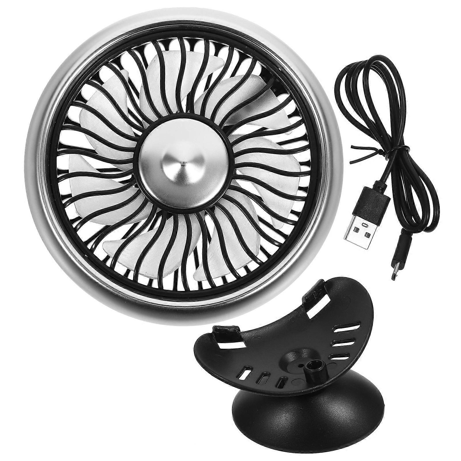 Portable Car Fan with Strong Wind for Car Use ABS Material Silver .5 Inch