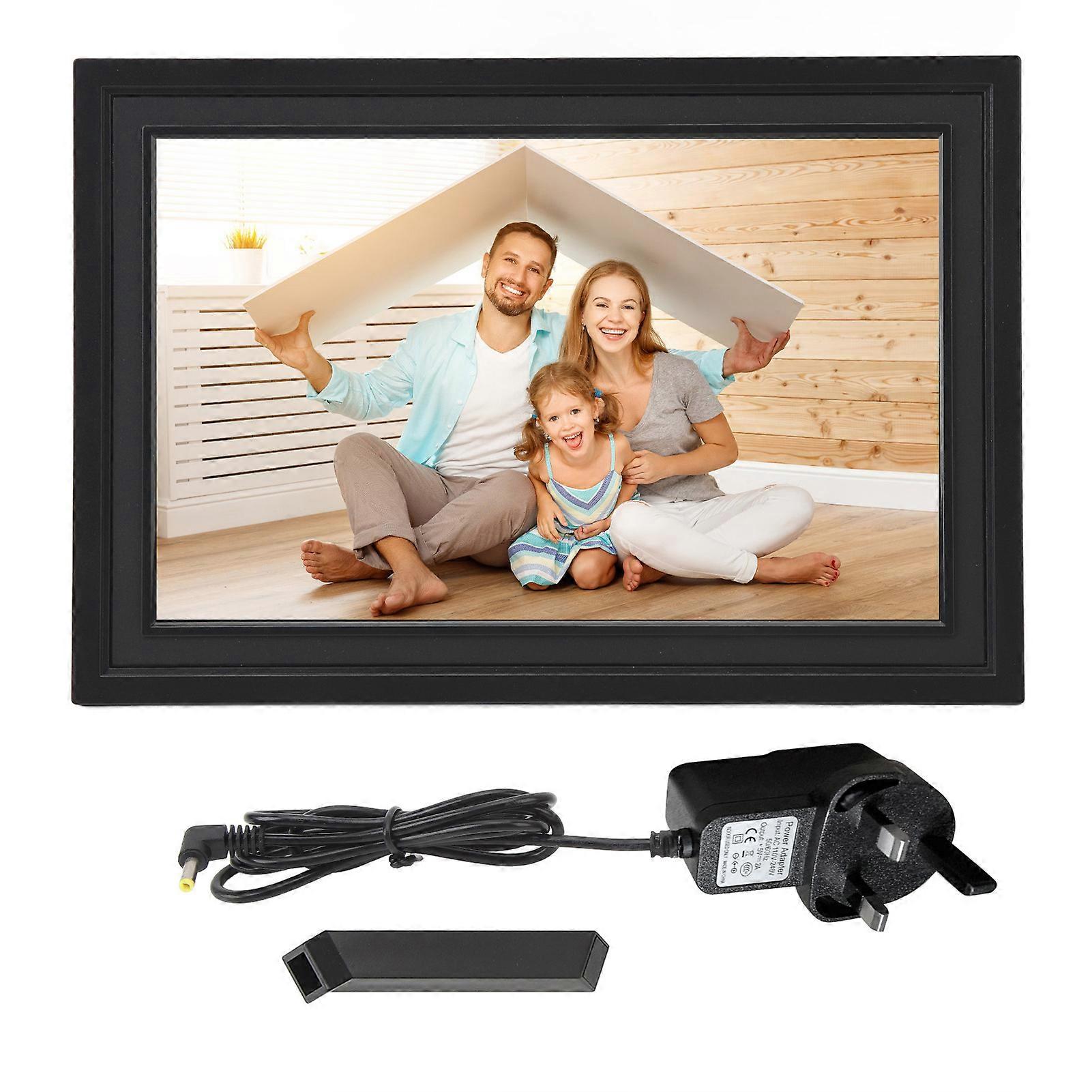 10.2in Digital Picture Frame Smart Cloud WiFi Touchscreen 1080x1920 32GB Built in Storage Electronic Photo Album 100‑240V UK Plug