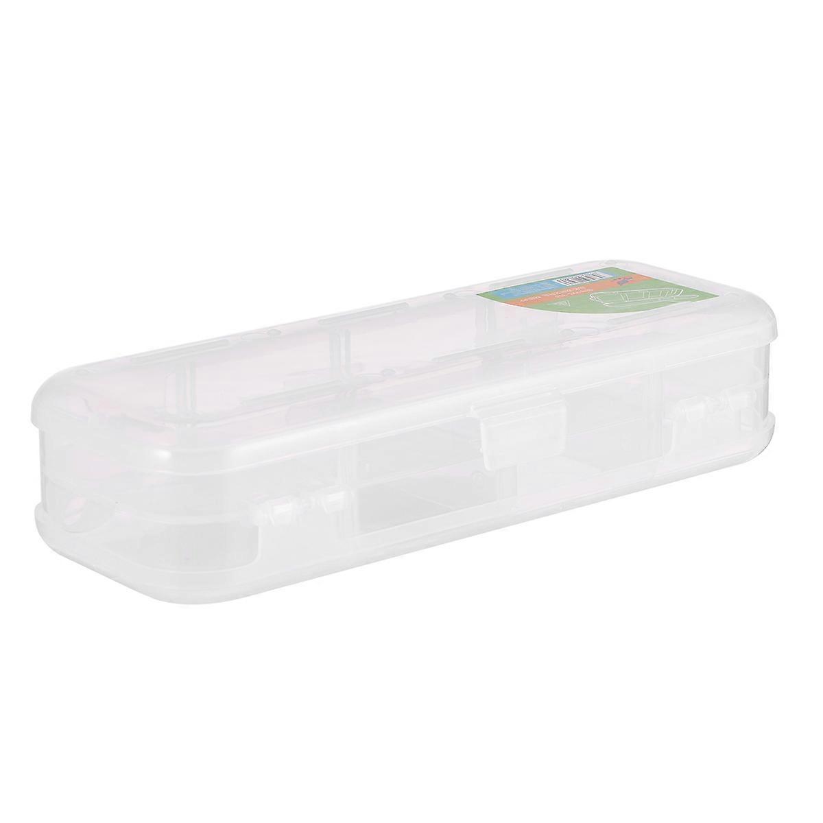 Simple Pen Box Double-Layer Pencil Case for Pencil Holding 2Pcs Transparent Design