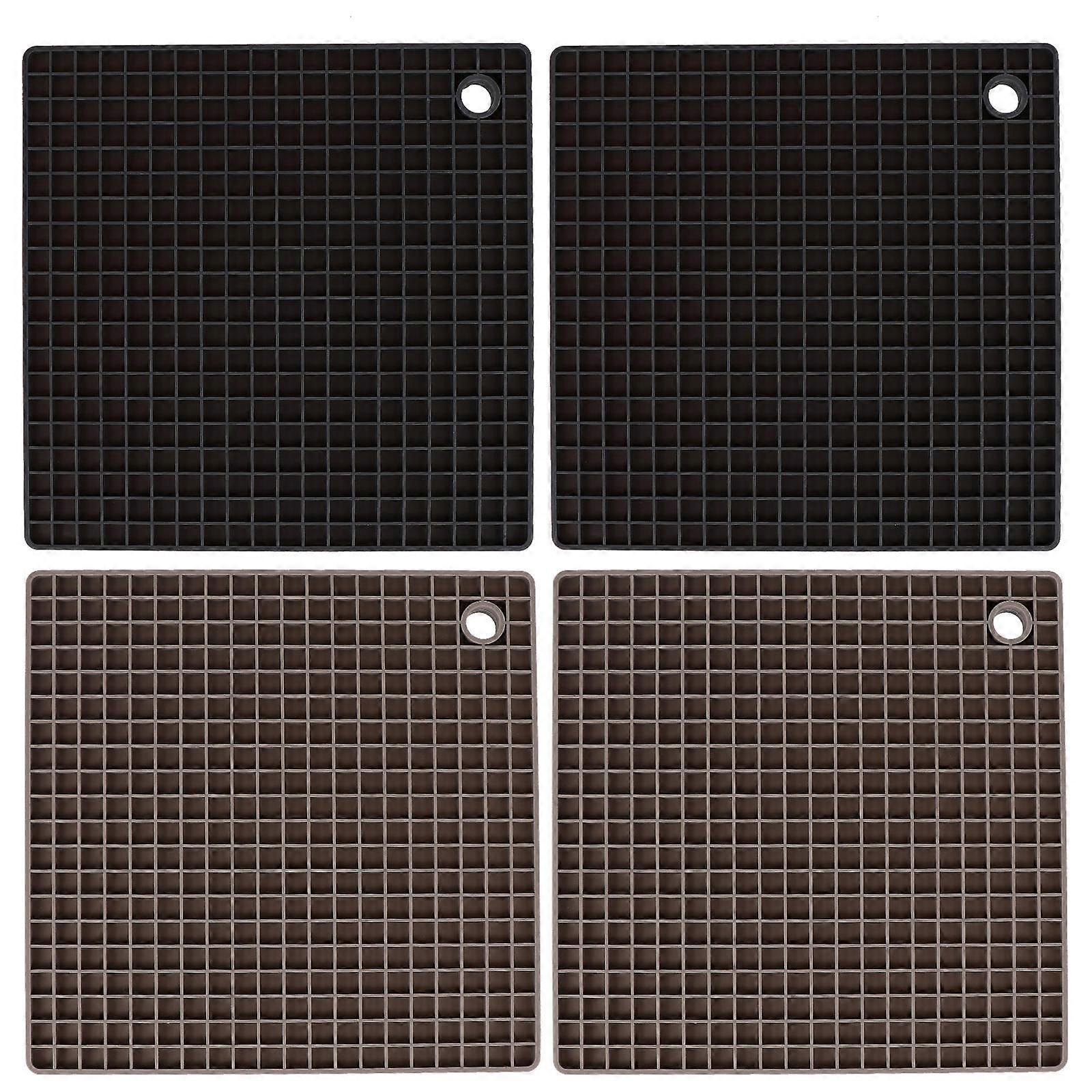 Square Shape Heat Insulation Pads 4 Pcs Simple Design Assorted Color For Use Tableware Support